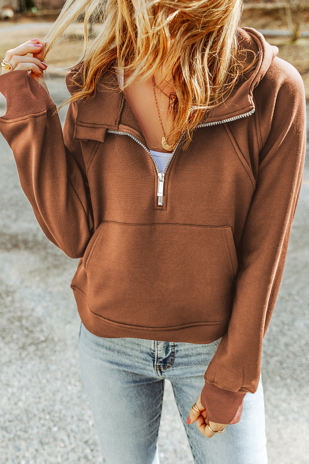 My daughter loves my Double Take Half-Zip Thumbhole Sleeve Hoodieđź’—