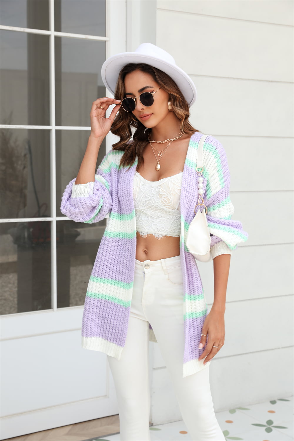 So Fresh! Color Block Ribbed Dropped Shoulder Open Front Cardigan