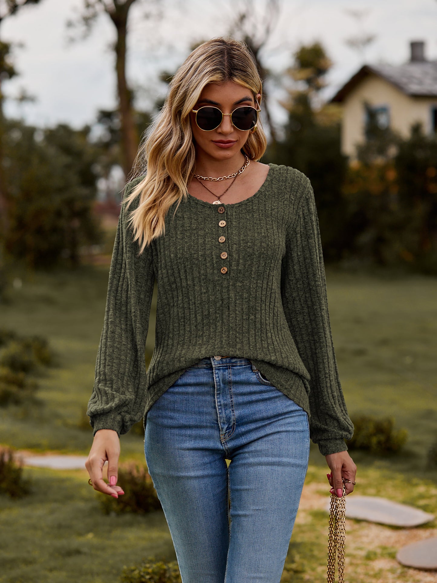 I'll always be a Round Neck Button-Down Long Sleeve Tee