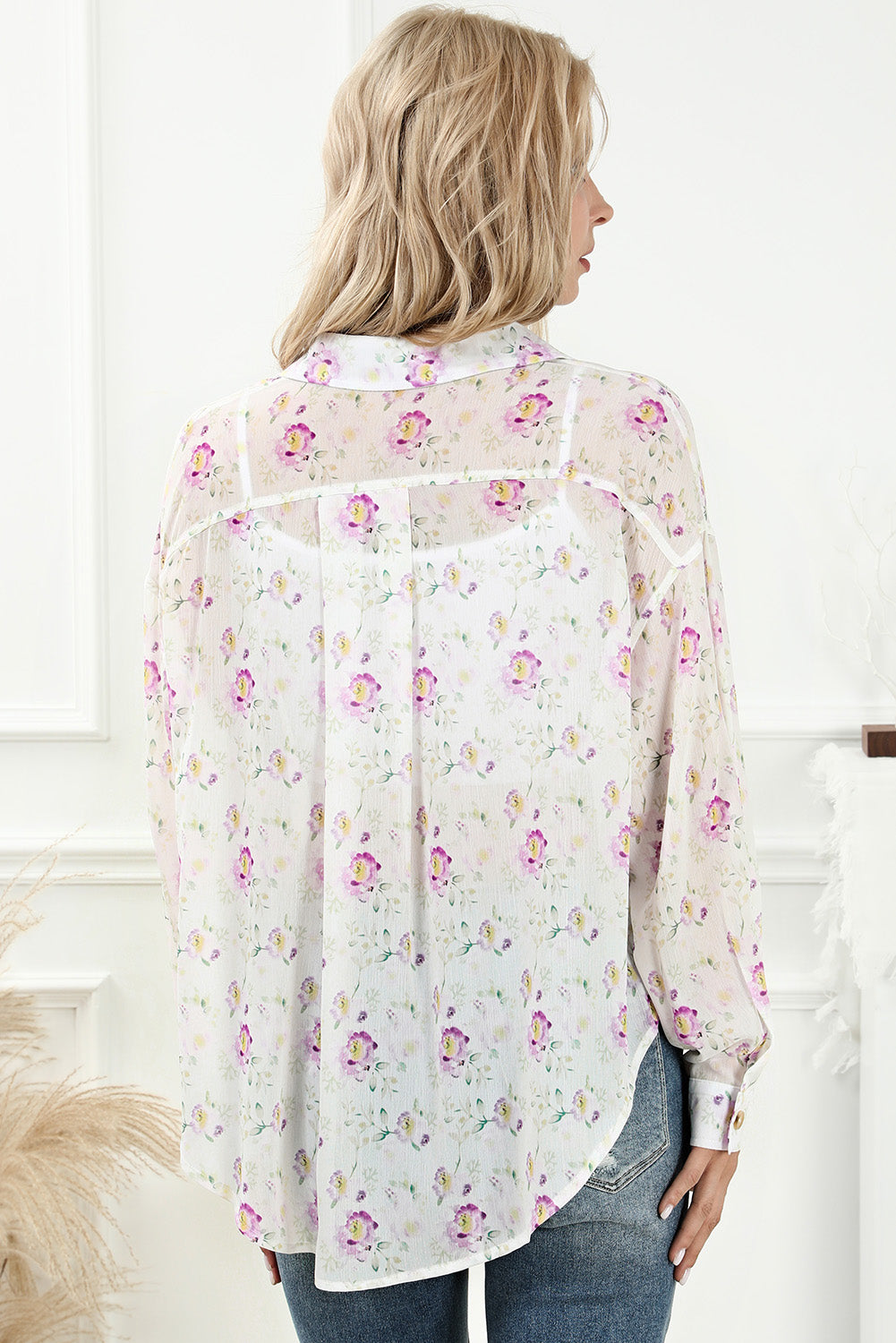 So Feminine Floral Print Long Sleeve Shirt