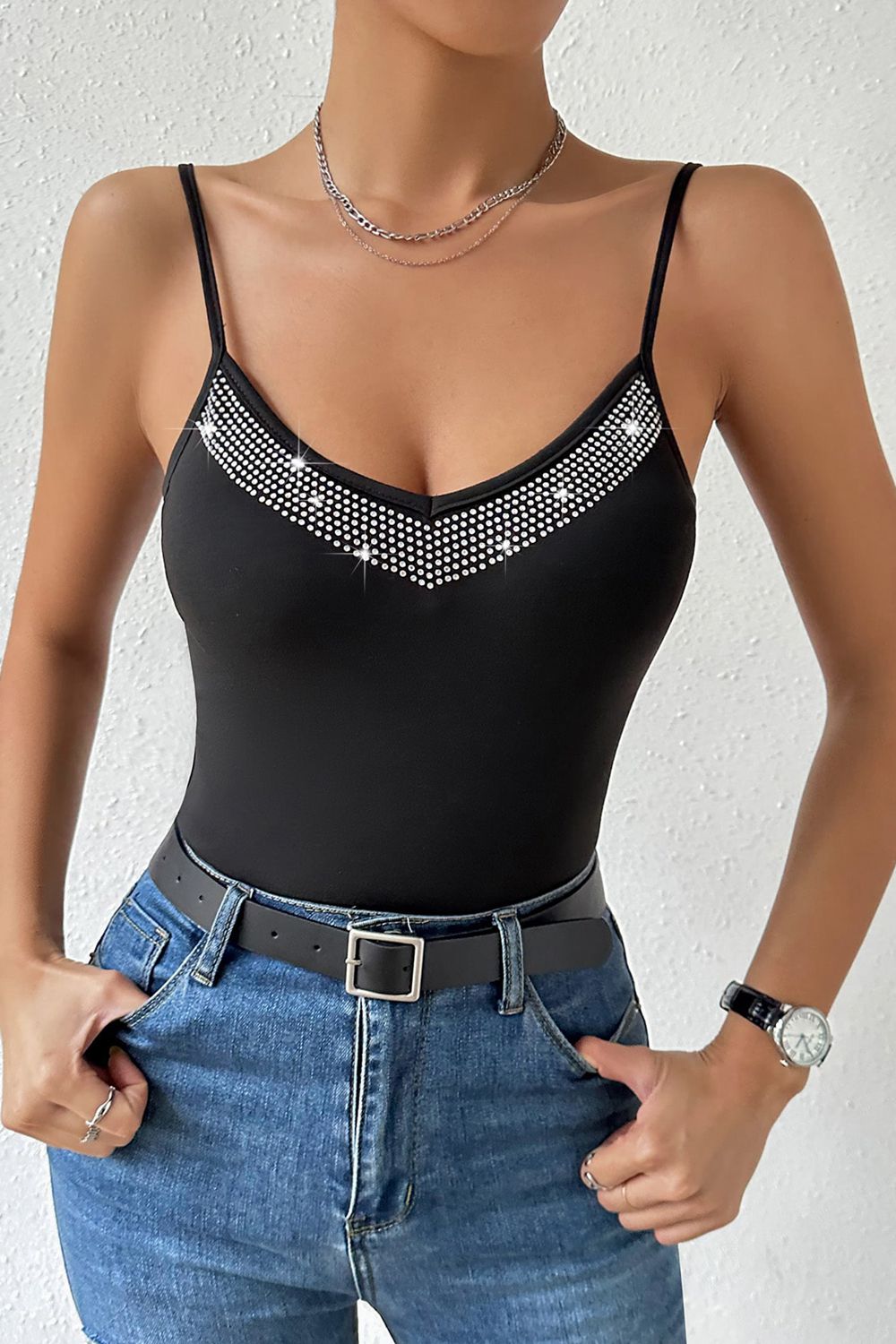 Layer me with Glitter V-Neck Cami