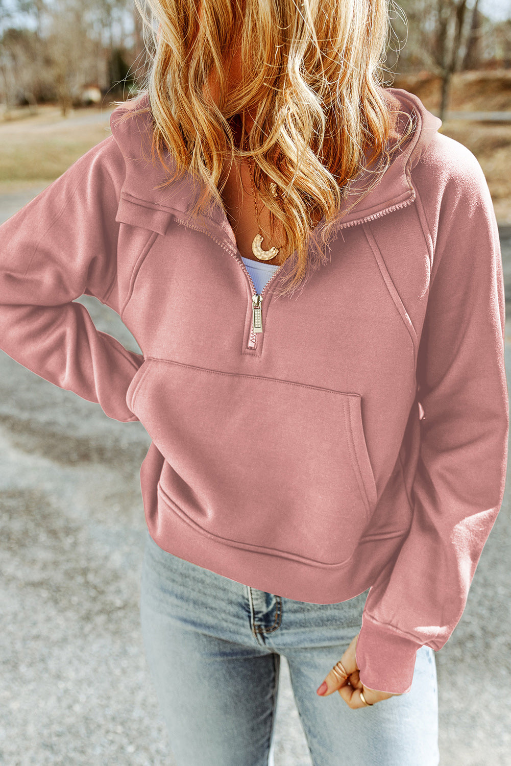 My daughter loves my Double Take Half-Zip Thumbhole Sleeve Hoodie💗