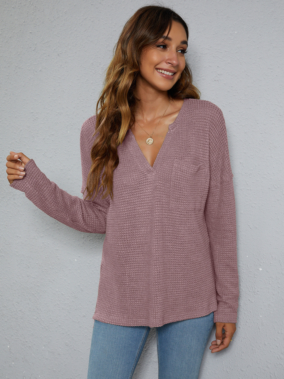 WAFFLES? Yes please Dropped Shoulder High-Low Waffle-Knit Top