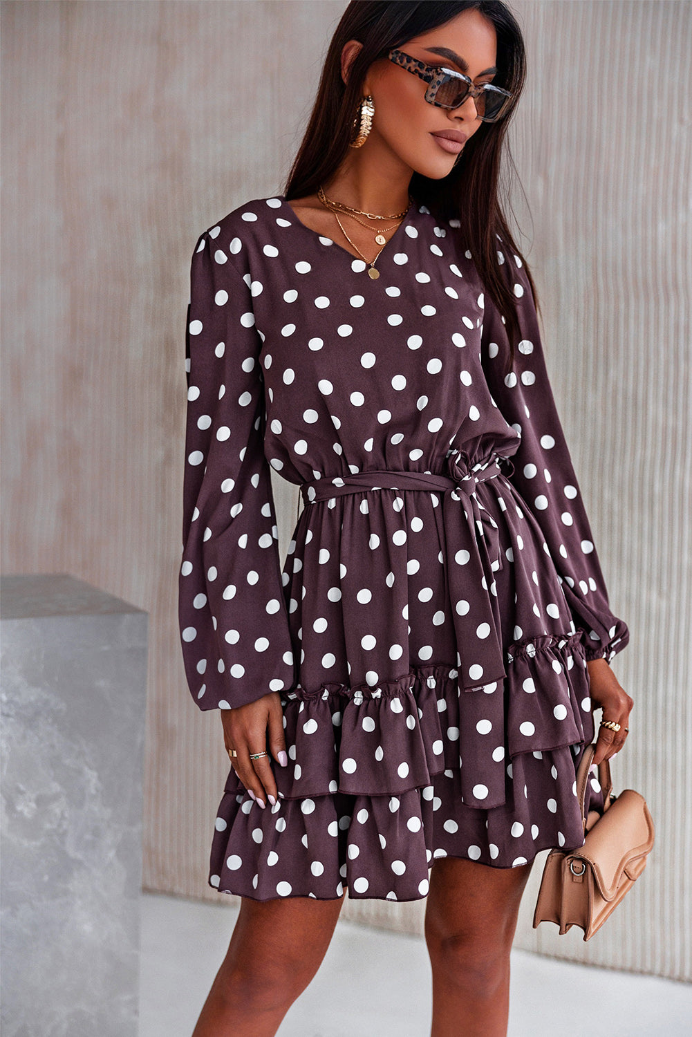 Time to Polka Dot Tie Waist Mini Dress