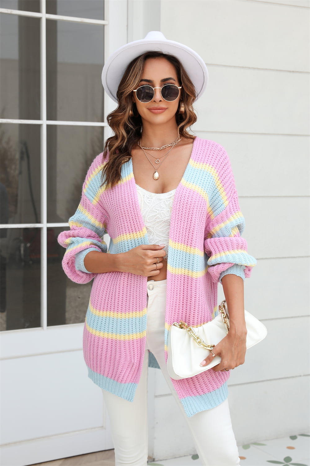 So Fresh! Color Block Ribbed Dropped Shoulder Open Front Cardigan