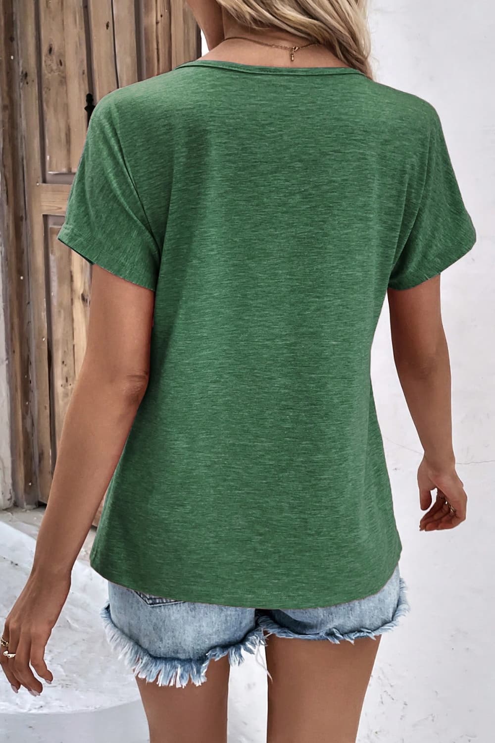 Favorite Every Day  Button V-Neck Short Sleeve Tee