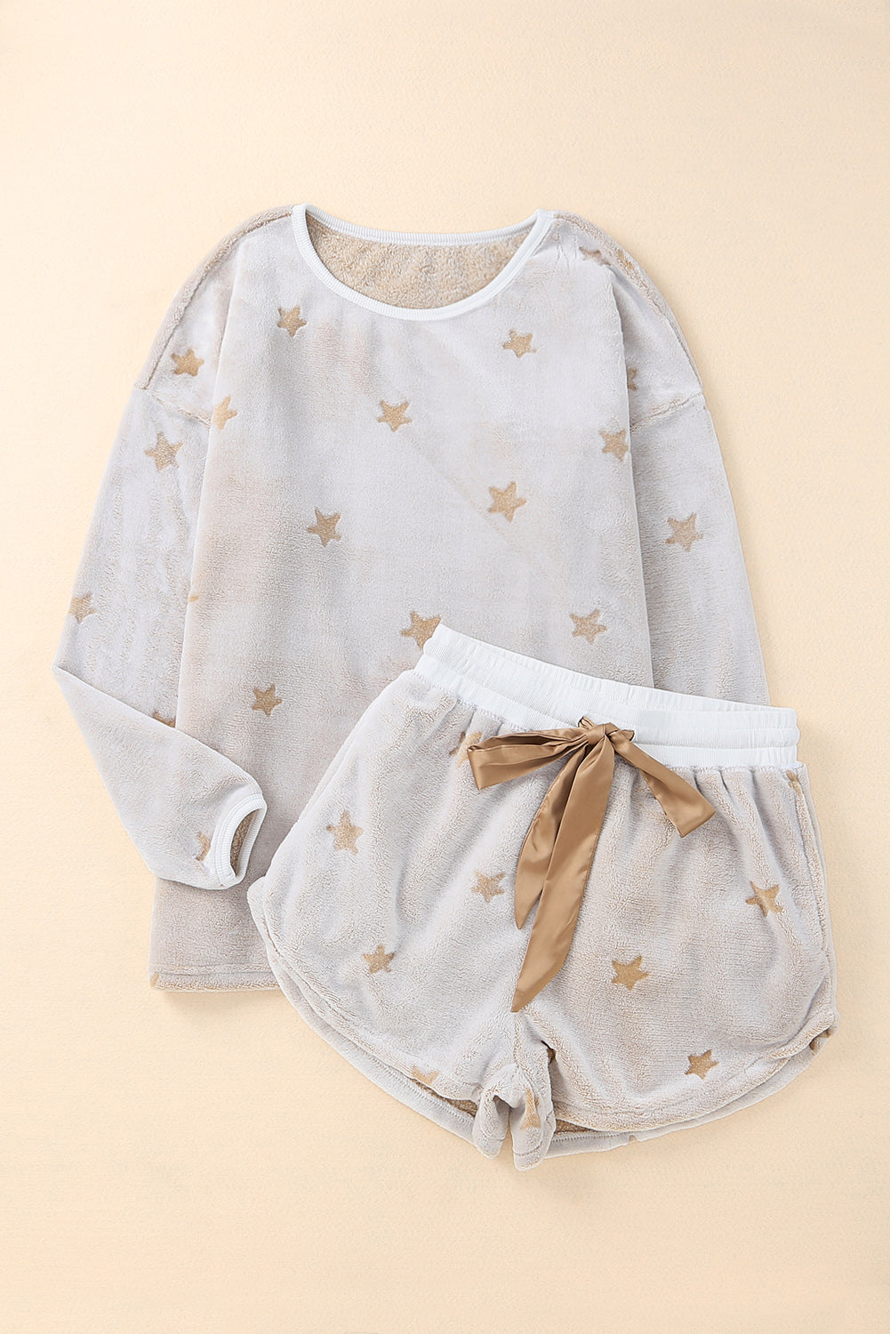 Feeling Starry Round Neck Dropped Shoulder Star Print Top and Shorts Lounge Set