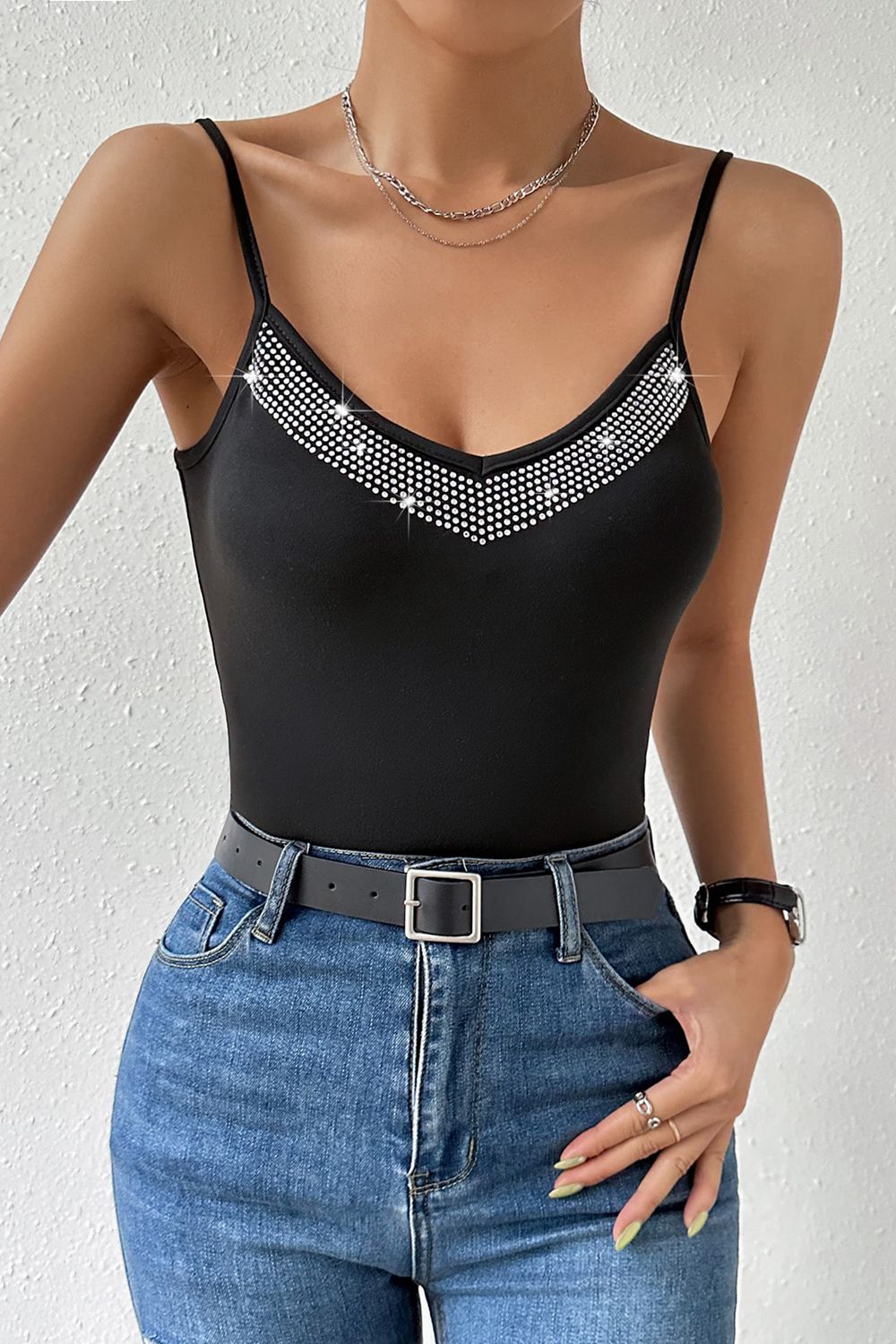 Layer me with Glitter V-Neck Cami