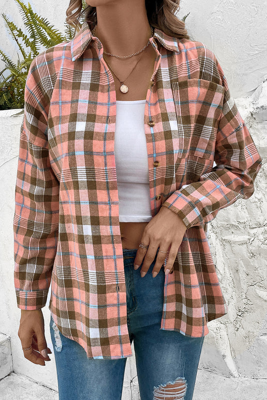 So Perfect Plaid Collared Neck Long Sleeve Button-Up Shirt