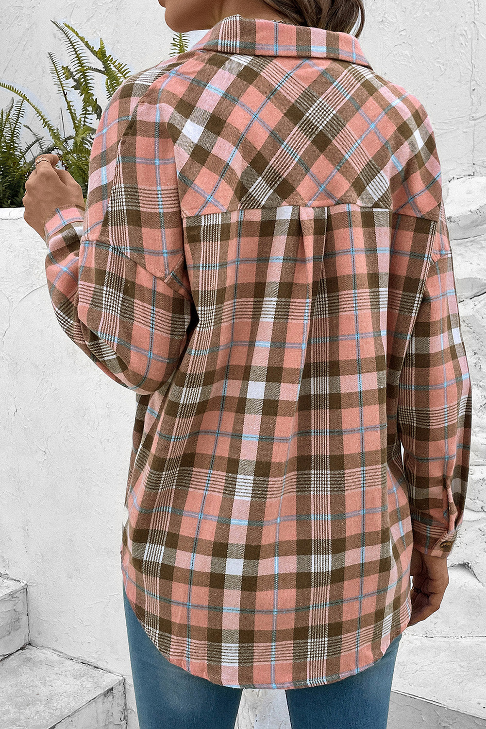 So Perfect Plaid Collared Neck Long Sleeve Button-Up Shirt