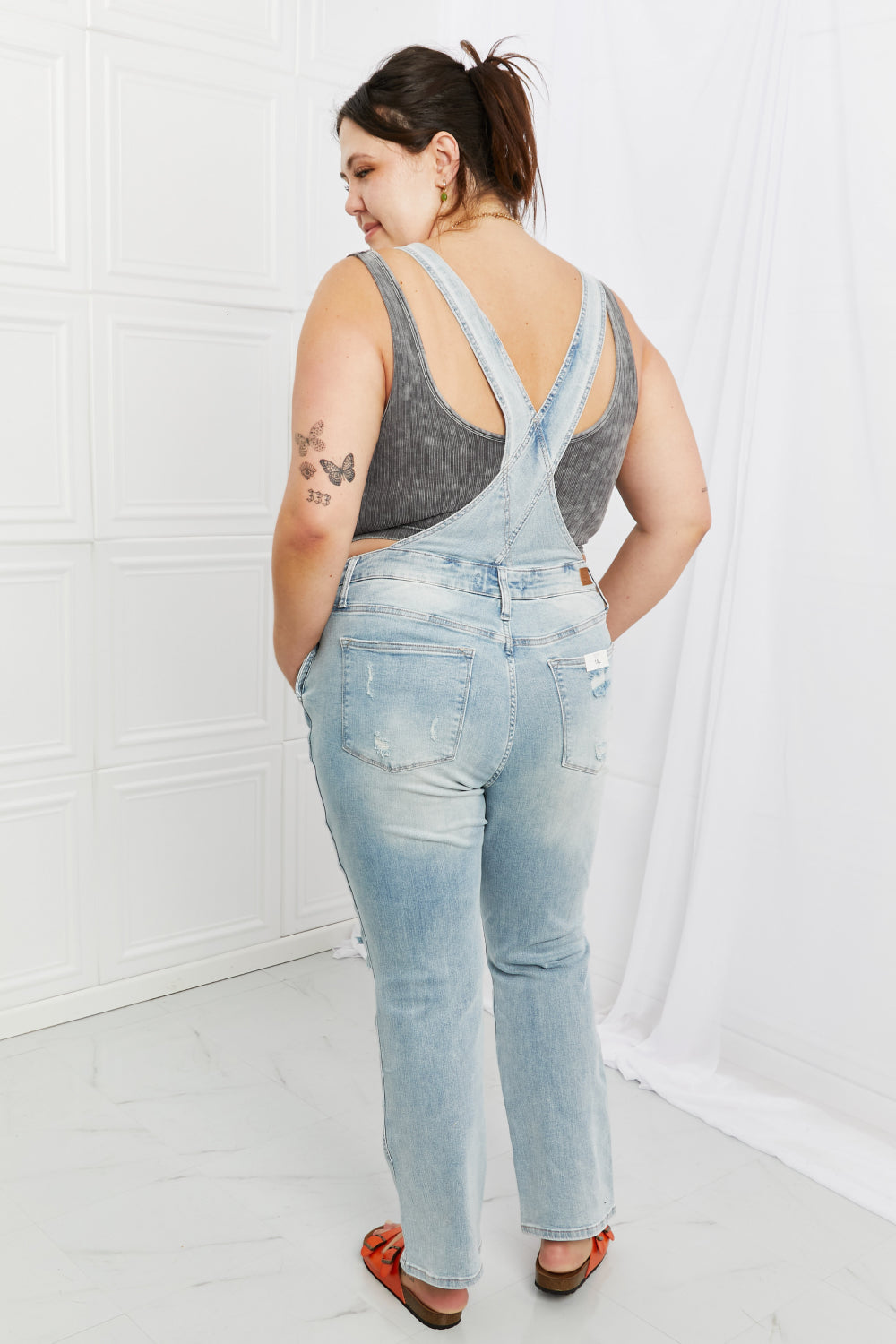 Pumpkin Picking MUST 🎃Judy Blue Melina Full Size Distressed Straight Leg Overalls