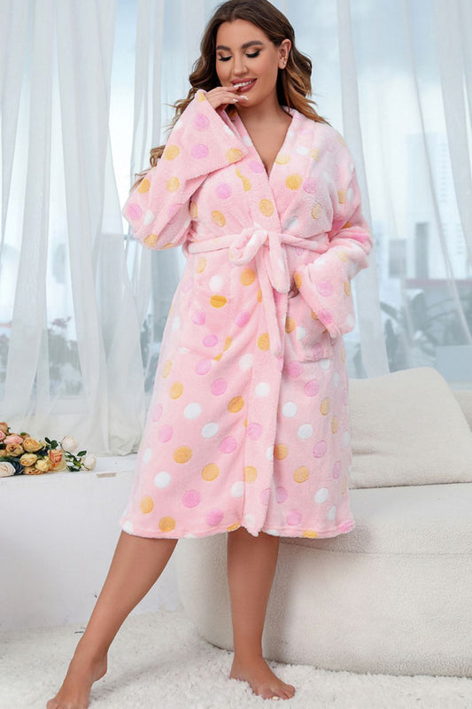 I'm never leaving Plus Size Printed Tie Waist Robe with Pocket