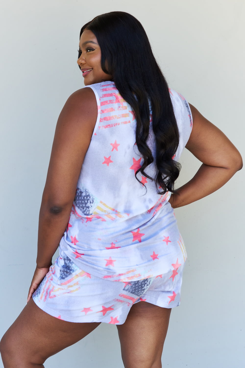 Aim for the ODDI Full Size Tie-Dye Star Printed Loungewear Set