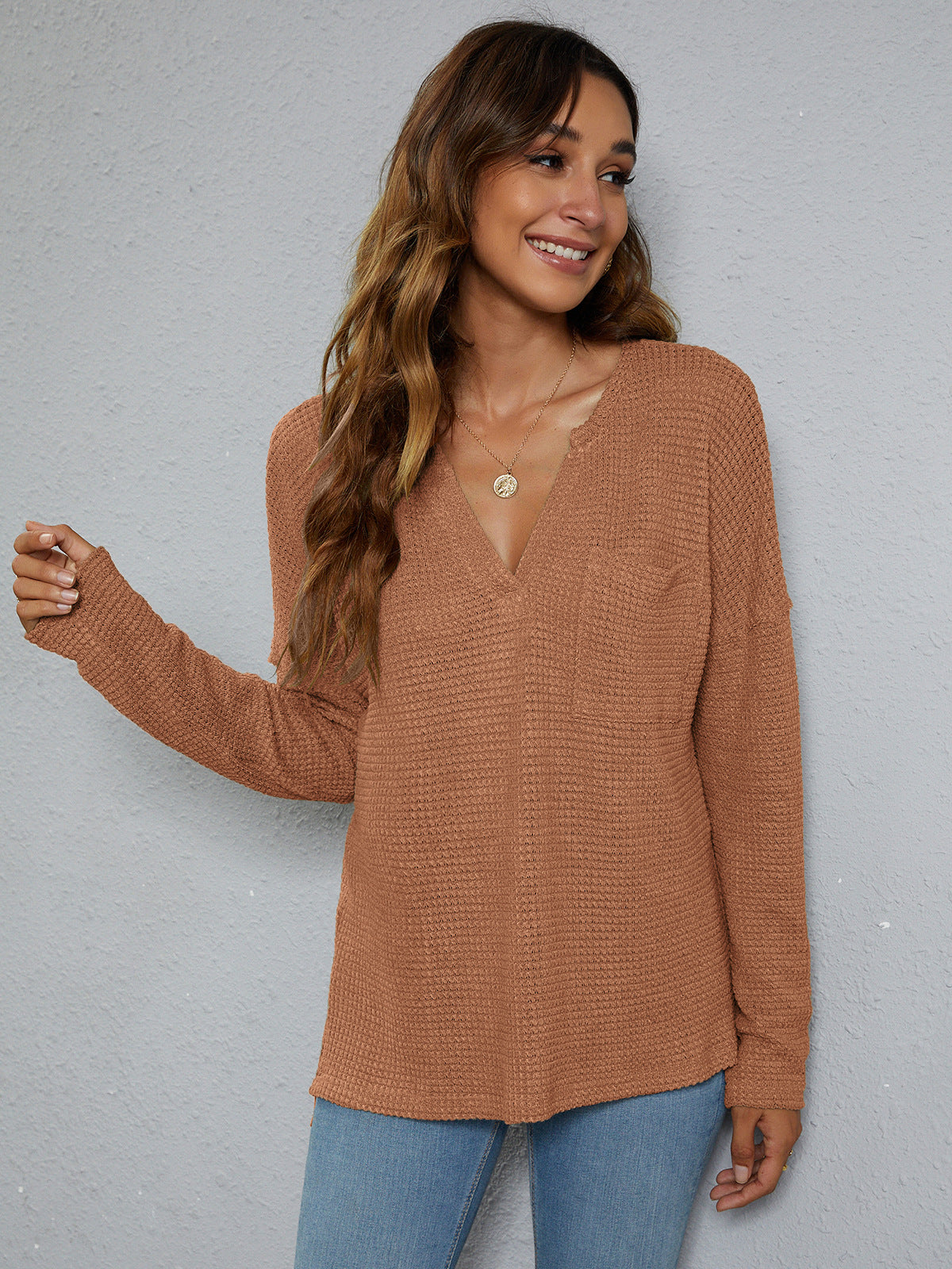 WAFFLES? Yes please Dropped Shoulder High-Low Waffle-Knit Top