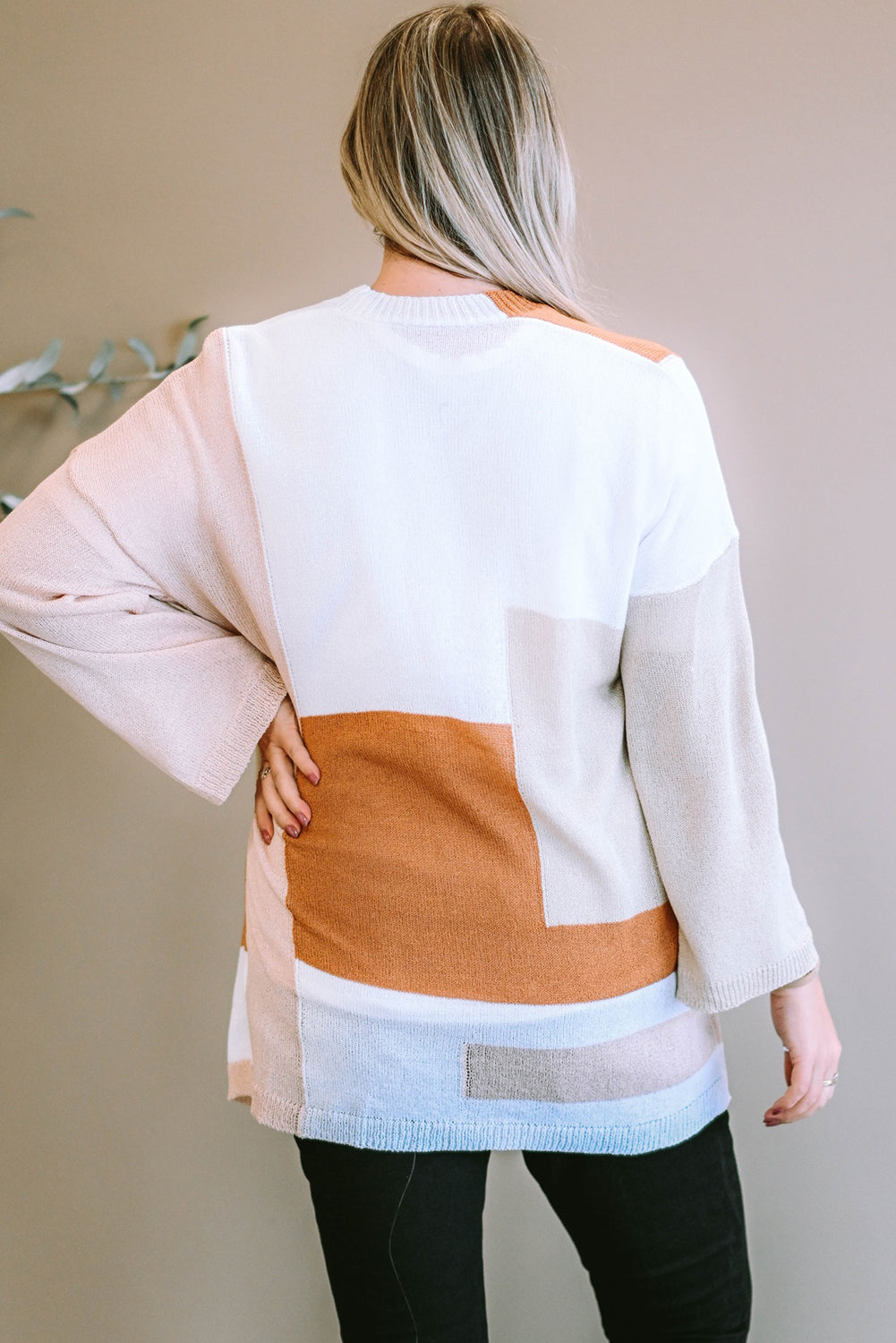 Where my Girls at? Plus Size Color Block Open Front Longline Cardigan