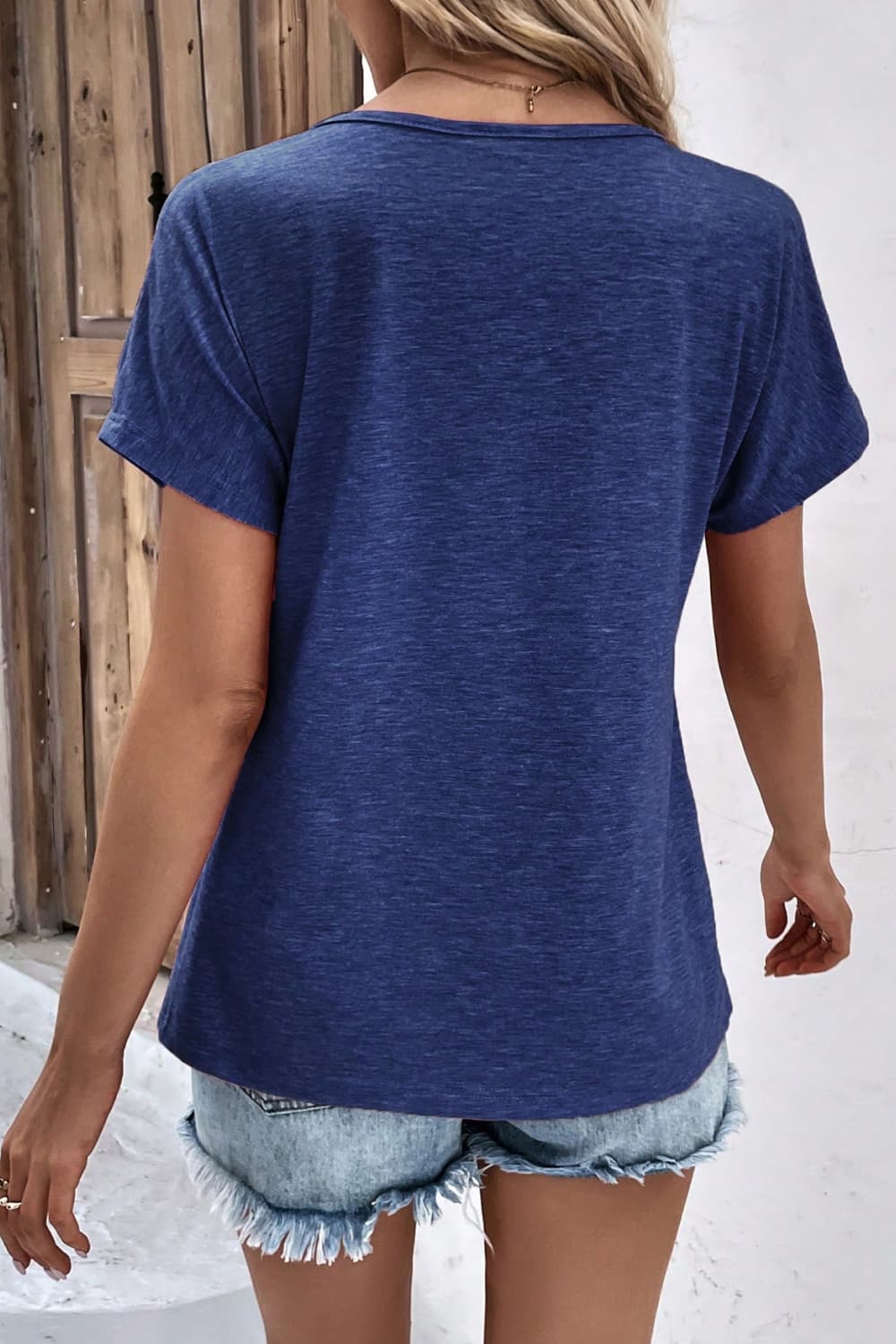 Favorite Every Day  Button V-Neck Short Sleeve Tee