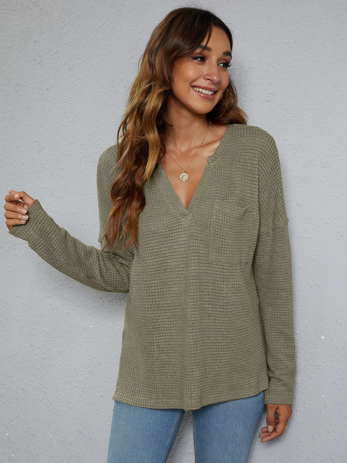 WAFFLES? Yes please Dropped Shoulder High-Low Waffle-Knit Top