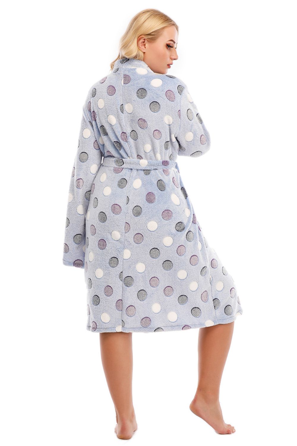 I'm never leaving Plus Size Printed Tie Waist Robe with Pocket