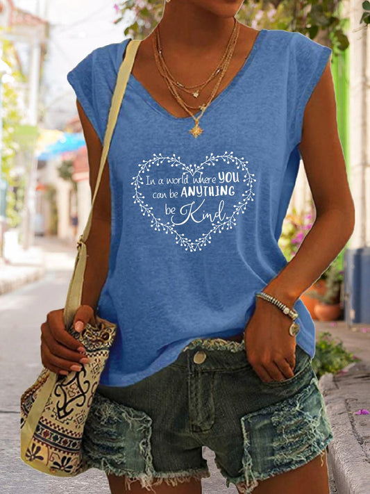 Be KIND Full Size Heart Graphic V-Neck Tank