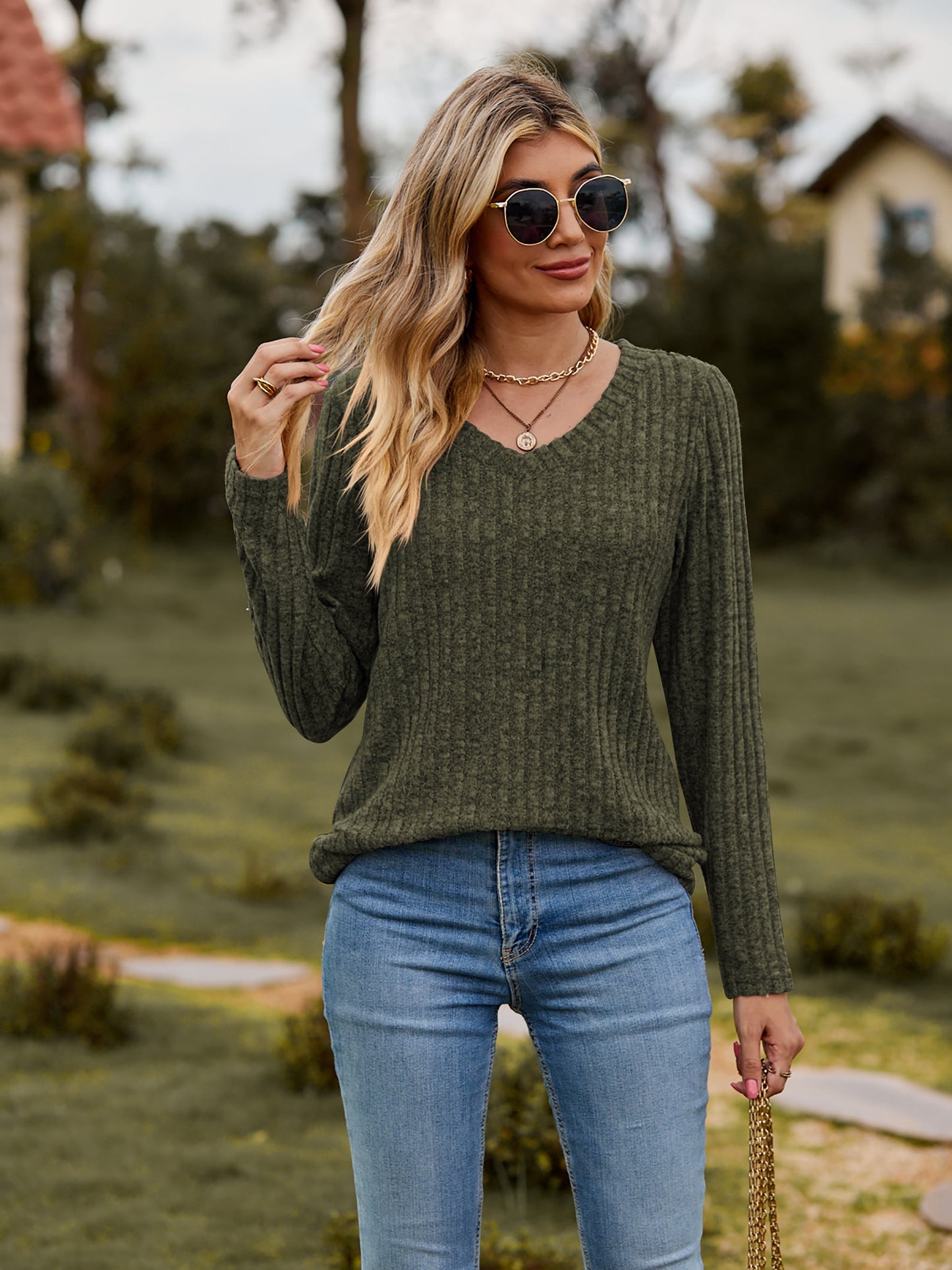 I'm always grabbing for the Ribbed V-Neck Long Sleeve Tee