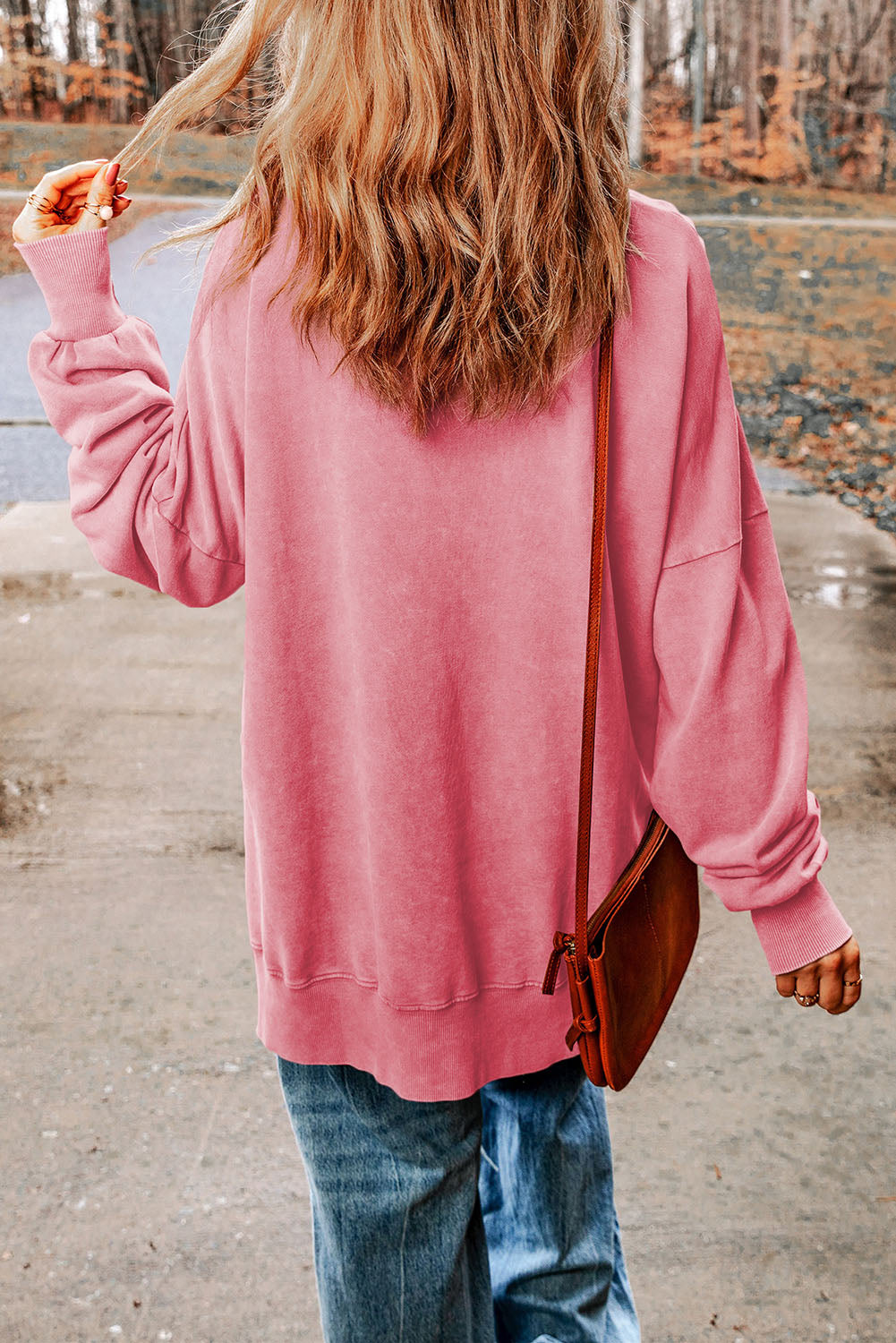 The semester is so hard I Dropped Shoulder Round Neck Long Sleeve Blouse