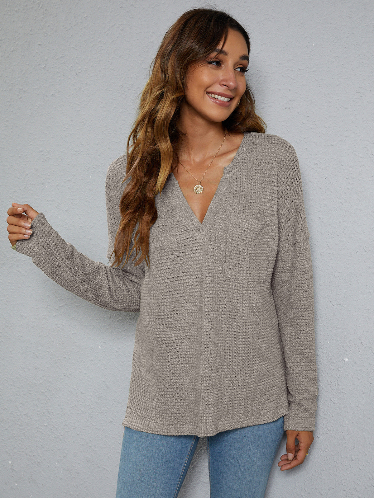 WAFFLES? Yes please Dropped Shoulder High-Low Waffle-Knit Top