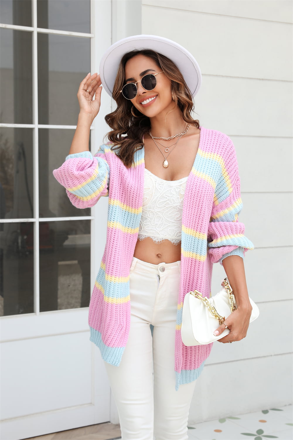 So Fresh! Color Block Ribbed Dropped Shoulder Open Front Cardigan