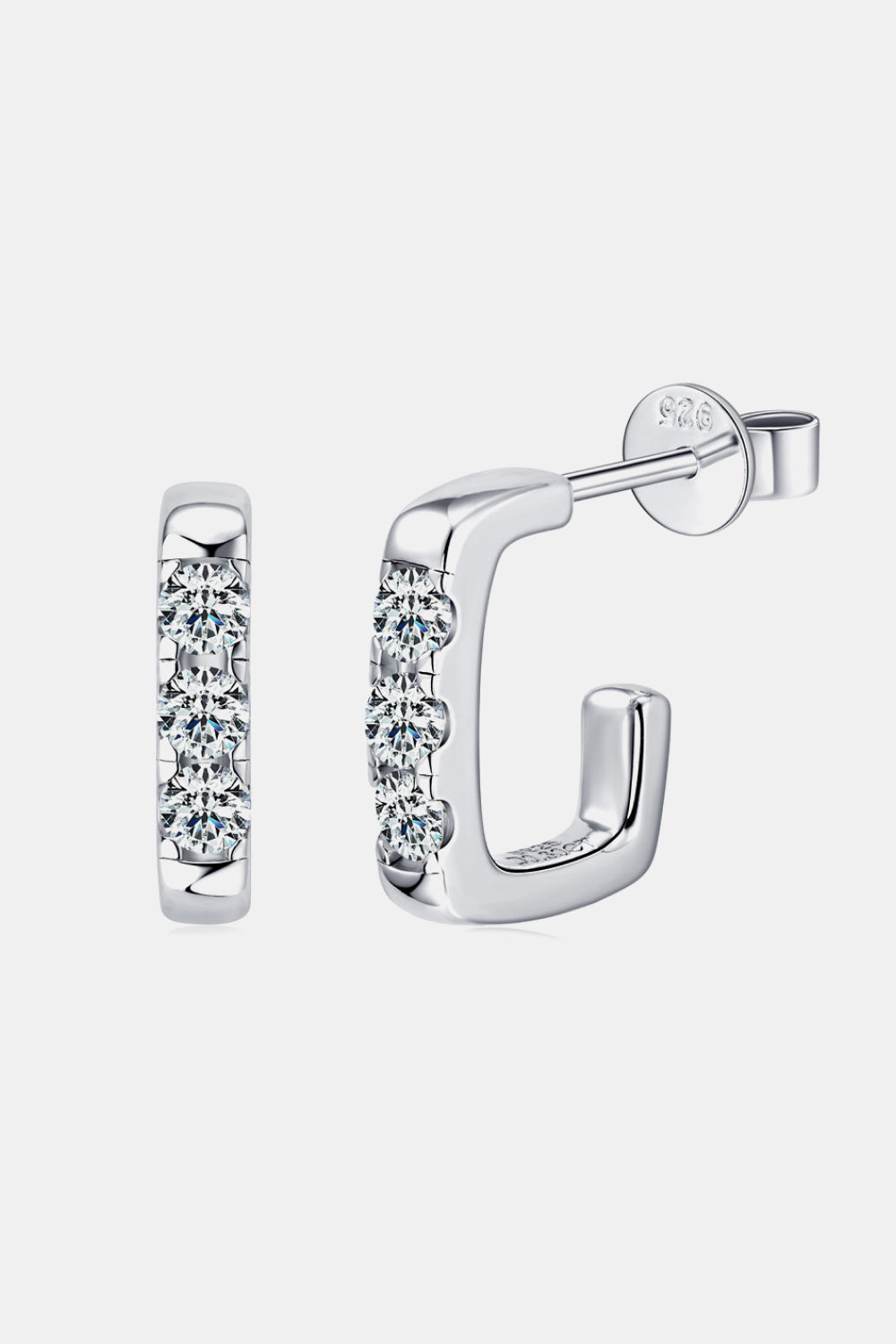 Hug me anytime Moissanite 925 Sterling Silver Geometrical Huggie Earrings