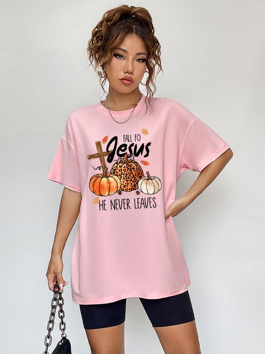 Jersey Girls Love Jesus Round Neck Short Sleeve Fall Season Graphic T-Shirt