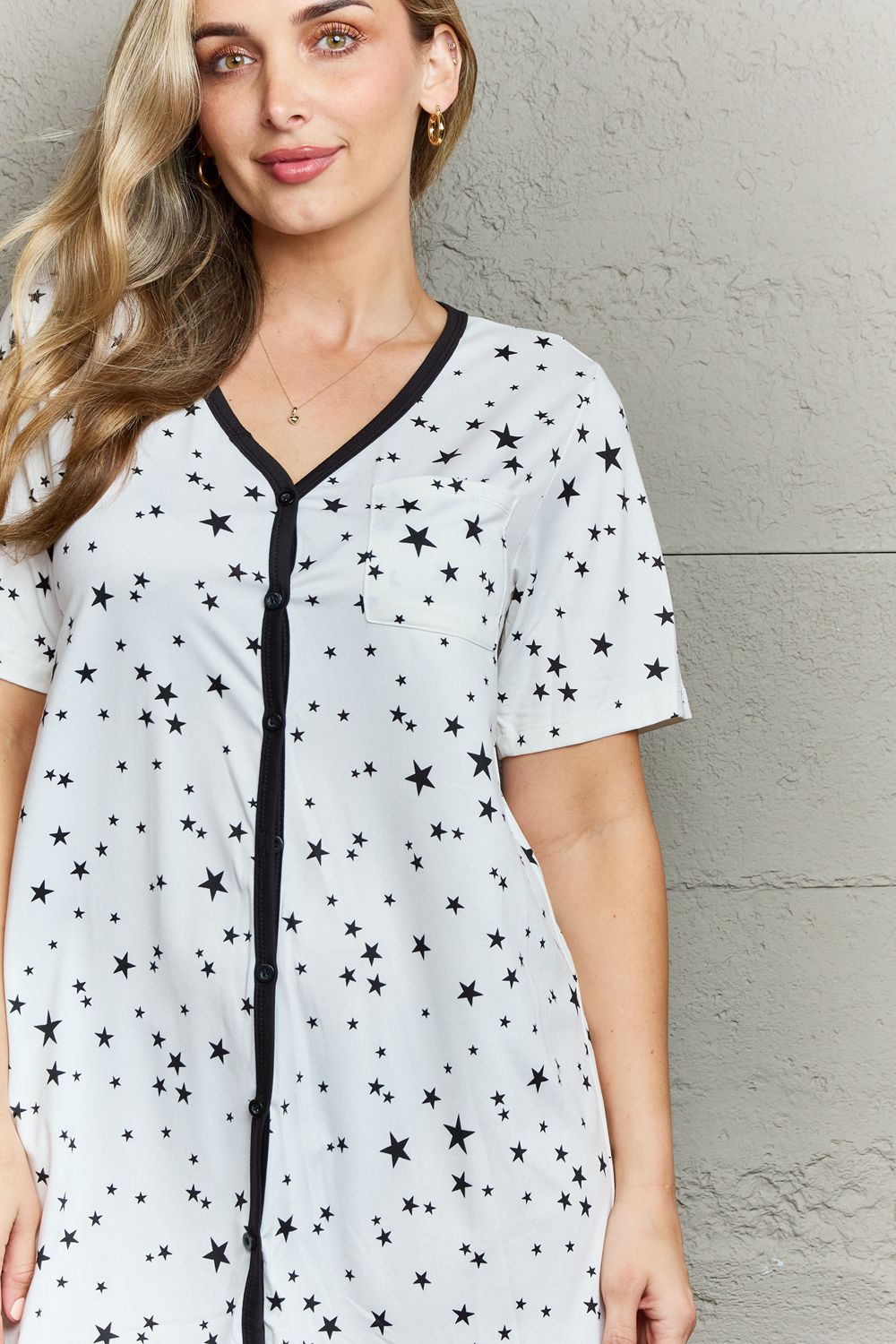 Howl at the MOON NITE Quilted Quivers Button Down Sleepwear Dress