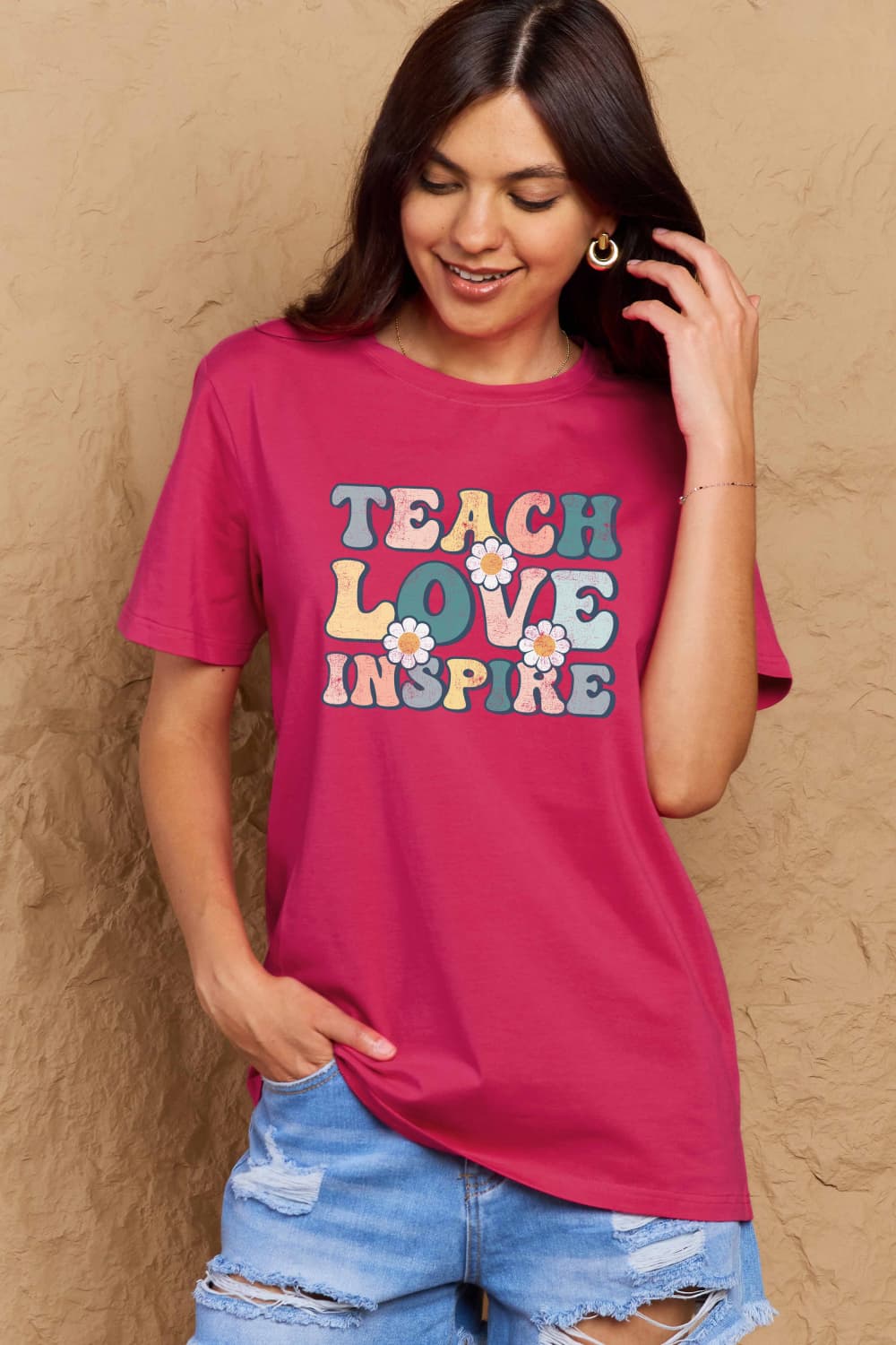 If you can read this Simply Love Full Size TEACH LOVE INSPIRE Graphic Cotton T-Shirt