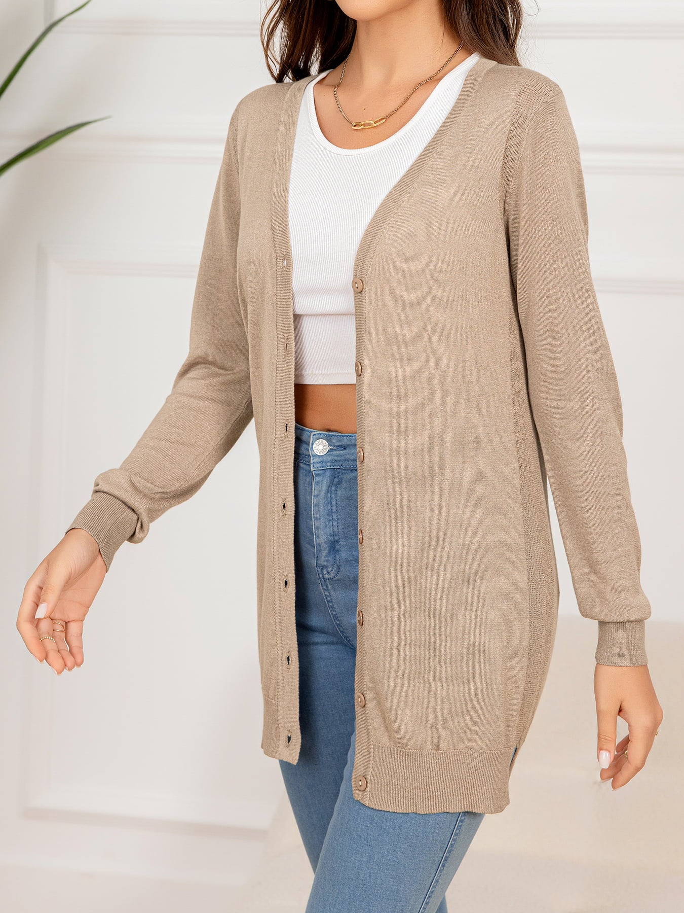 Stand UP in our Button Down Slit Longline Cardigan