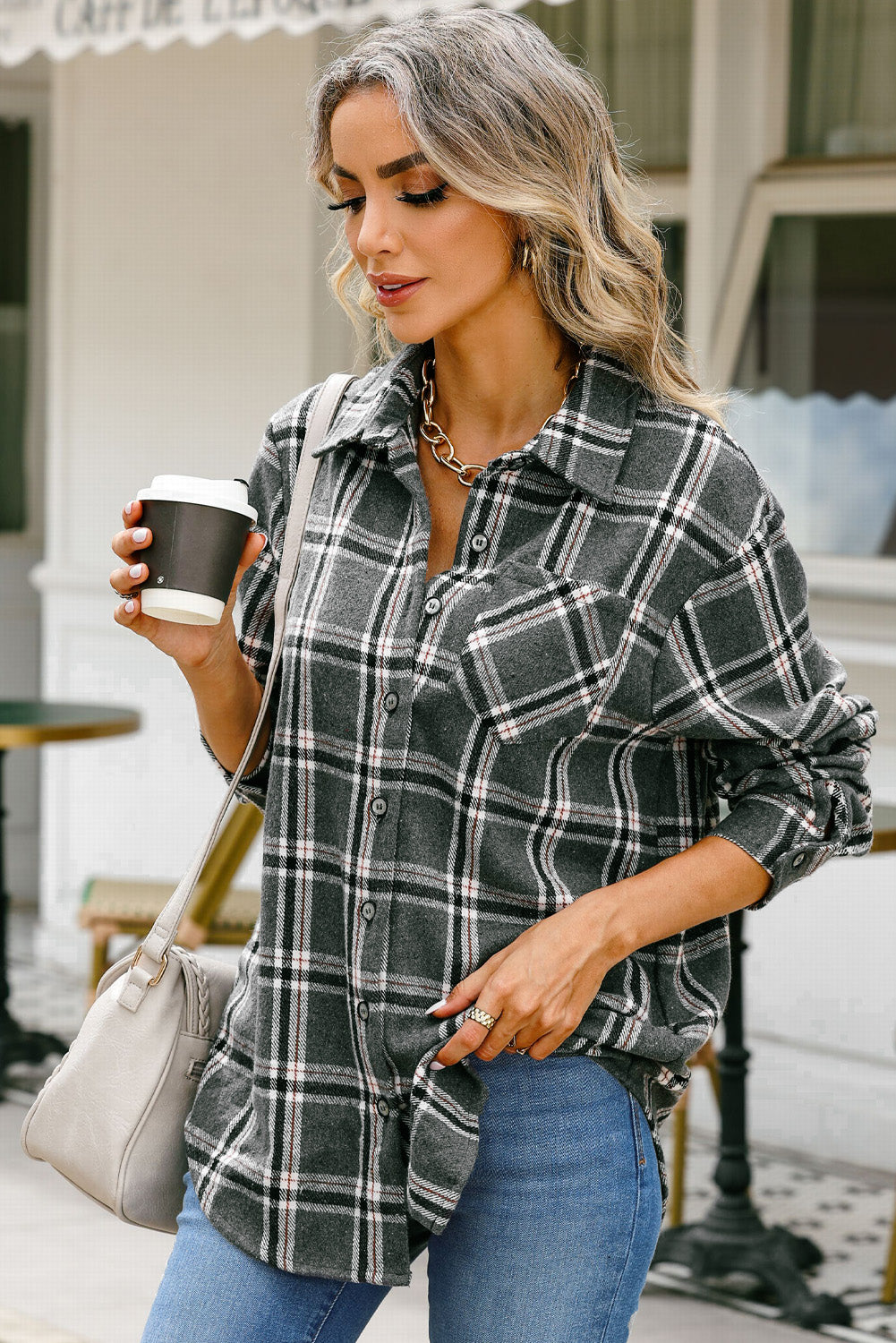 The Jersey Cowgirl Collared Neck Long Sleeve Buttoned Shirt