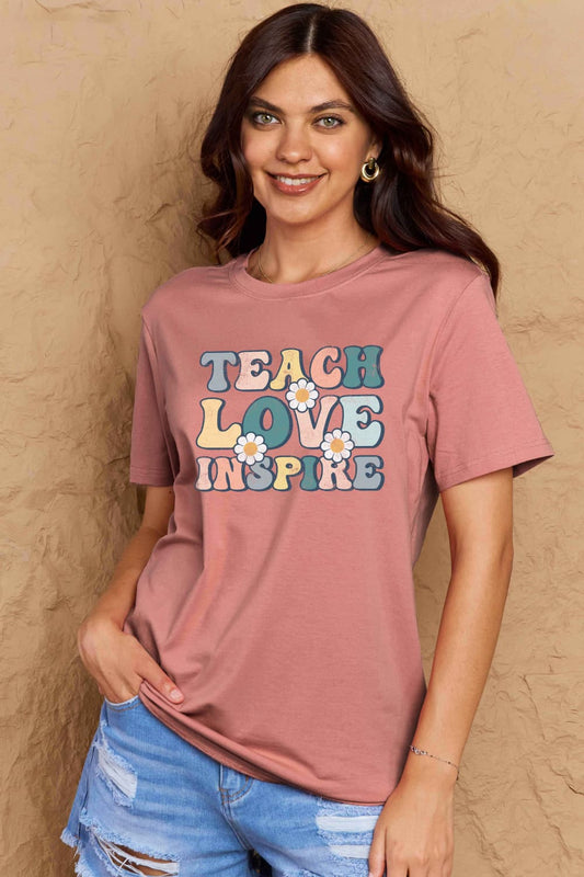 If you can read this Simply Love Full Size TEACH LOVE INSPIRE Graphic Cotton T-Shirt