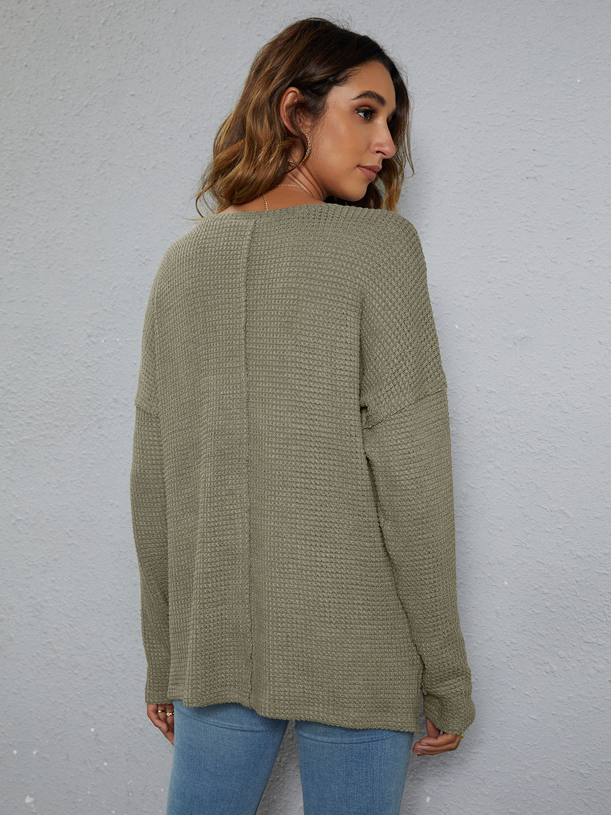 WAFFLES? Yes please Dropped Shoulder High-Low Waffle-Knit Top