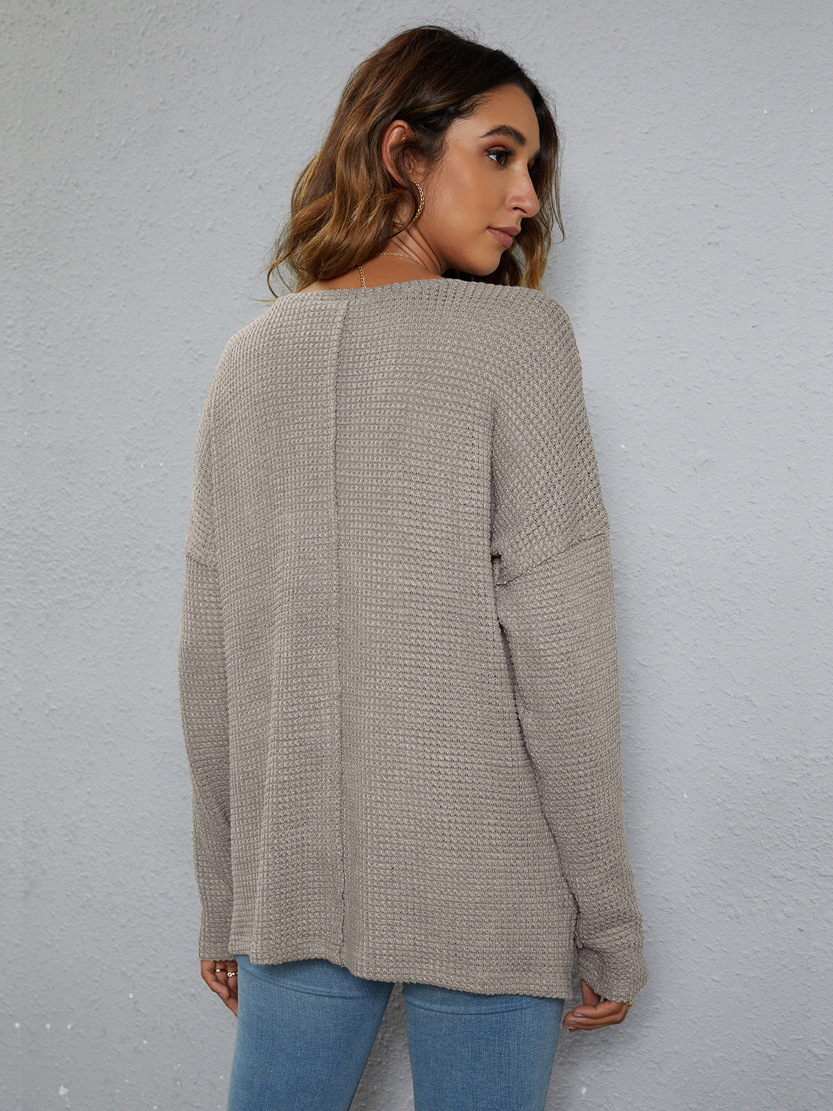 WAFFLES? Yes please Dropped Shoulder High-Low Waffle-Knit Top