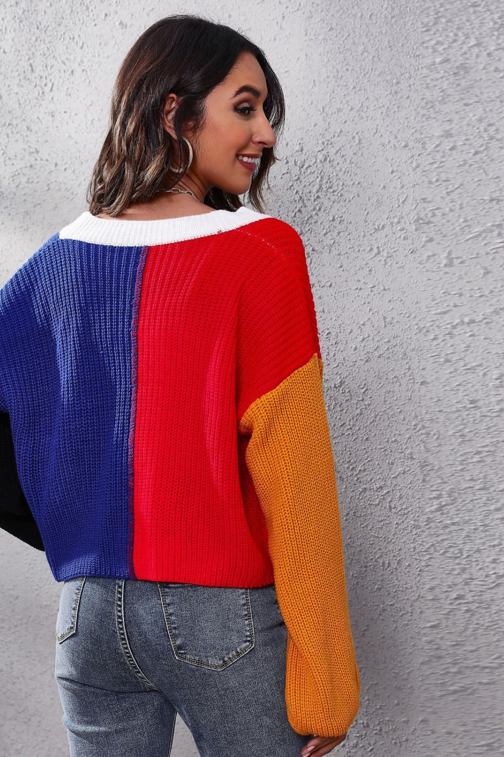 Color Me Beautiful Color Block Ribbed Long Sleeve Cardigan