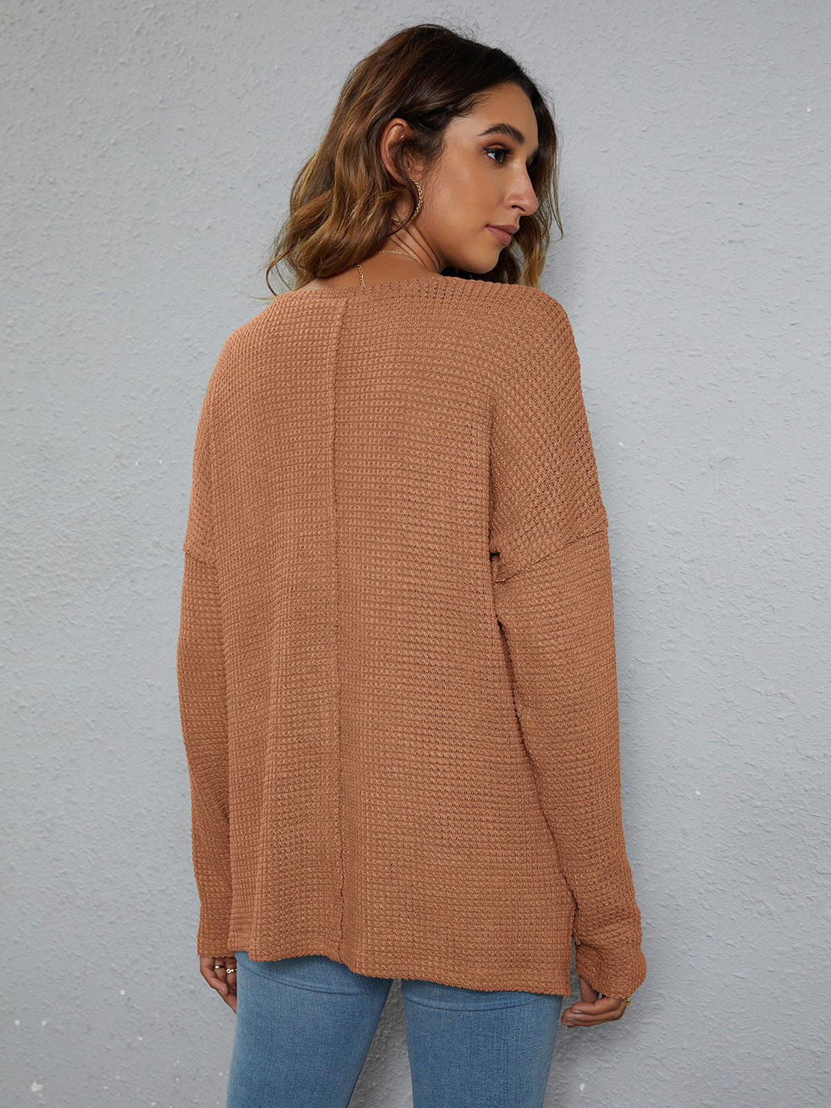 WAFFLES? Yes please Dropped Shoulder High-Low Waffle-Knit Top